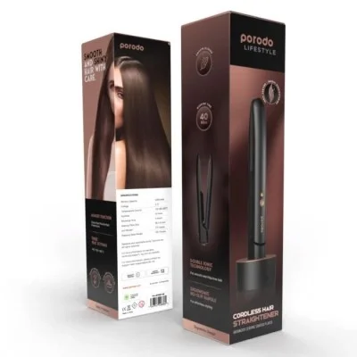 Porodo LifeStyle Wireless Rechargeable Hair Straightener - Black